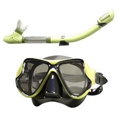 BeOK 潛水鏡 浮潛游泳面罩 + 呼吸管, 黃色 + 黑色
