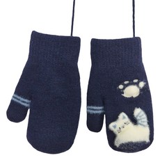 KIZTREE 兒童貓咪刺繡連指手套 雙手套組 ST-151