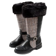 Lulushu 兒童 P 黑色保暖長毛靴 DW184