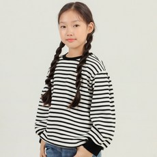 BI JUNIOR 女童條紋微短版柔軟刷毛T恤