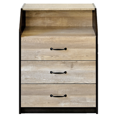 HOPMA 合馬家具 斜角開放式三抽斗櫃 B-BE309, 黑胡桃配色仿古木, 1個