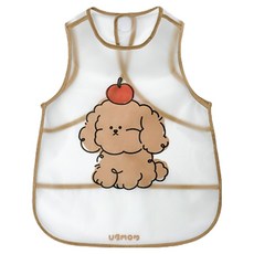 유비맘 유아용 자기주도 방수 조끼 턱받이 몽이, 초코, 1개, 1개입