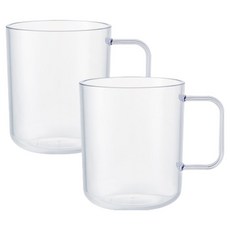 플라코 심플 리유저블 다회용 플라스틱 아이스 손잡이컵 420ml, 투명, 2개