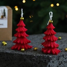 拉艾亞 聖誕樹蠟燭2入禮盒組, 紅色, 黑櫻桃