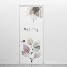 휘경일 북유럽 스타일 현관문 리폼 시트지, 잎사귀