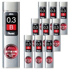 Pentel 飛龍文具 Ain Stein 自動鉛筆芯 B C273-BKR, 0.3mm, 10個