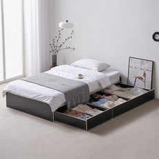 서울 소호 존 수납 무헤드 침대프레임 단품 방문설치, 블랙