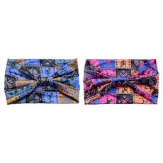 테이아 생동감 넘치는 컬러풀 패턴 아웃도어 스포츠 헤어밴드 2종 세트, 48번, 1세트