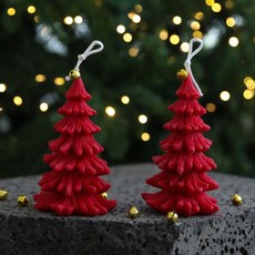 Laea 7層聖誕樹蠟燭 2入 + 禮物包裝組, 紅色, 黑櫻桃