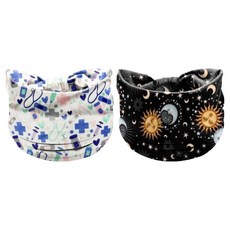 테이아 생동감 넘치는 컬러풀 패턴 아웃도어 스포츠 헤어밴드 2종 세트, 18번, 1세트