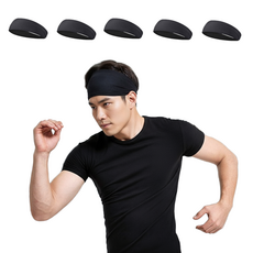 Nukea Sports 健身房 體能訓練 跑步 吸汗頭帶, 黑色, 5個