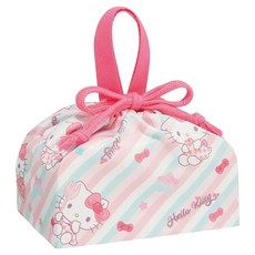 Skater 防皺束口便當袋 抽繩午餐袋 凱蒂貓, 粉色, 1個