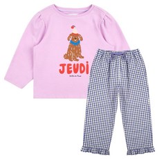 Bebedepino內衣 兒童貴賓犬格紋睡衣上下套裝 BU34UJ403