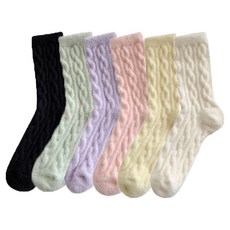 엘쏘 여성용 극세사 무압박 임산부 수면양말 6종 세트, 1세트