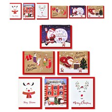 永遠 聖誕卡 6種 x 2入組 E10-10, 混合色, 1套