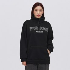 Elsso 翻領半拉鍊寬鬆大尺碼刷毛大學T恤