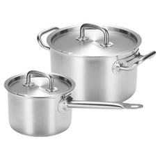 cookever 電磁爐適用 Pro系列 優質五層鍋具 2件組, 不鏽鋼色, 1套, 16cm單柄鍋 + 20cm雙耳鍋