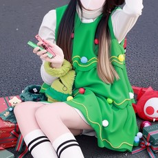 CANTAUNIVERSE 女款聖誕樹迷你洋裝 + 帽子套組