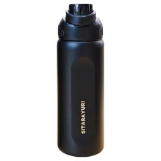 Sitarayuri 翻蓋提把304不鏽鋼保溫瓶, 黑色, 1個, 580ml