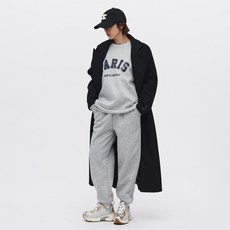 Elsso 女款Paris長袖大學T恤與束口褲厚刷毛運動套裝