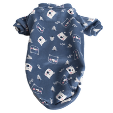 QIDINA 寵物卡哇依磨毛彈力保暖衣 寵物衣-I款 /深藍小熊 M, 深藍小熊, 1個