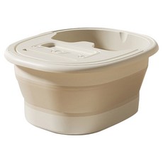 YUNMI 可折疊帶蓋泡腳水桶/足底按摩足浴桶/家用洗腳盆, 米色, 1個