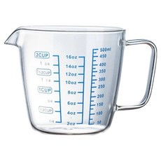 Edish 透明刻度烘焙量杯 玻璃款, 透明色, 1個, 500ml