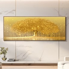 황금빛 별이 쏟아지는 01 황금 별나무 와이드 그림 액자 방문설치, 골드 올림액자