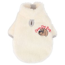 MONCHOUCHOU 狗狗鄉村風毛絨拉鍊外套, 白色, 1個