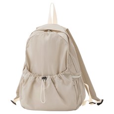 ADDEDIT 女款網格街頭風尼龍束繩後揹包, 象牙白