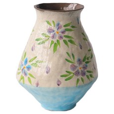 手繪花朵陶瓷長花瓶 BRP1989, 混合色