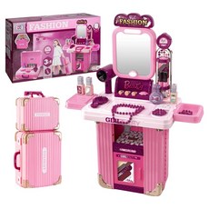 雄城玩具 手拉行李箱3型態兒童化妝台梳妝組 8603, 粉紅色, 1套