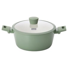 키친플라워 인덕션 쿠킨 올리오 세라믹 양수냄비, 그린, 1개, 24cm