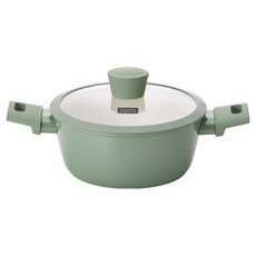 키친플라워 인덕션 쿠킨 올리오 세라믹 양수냄비, 그린, 1개, 20cm