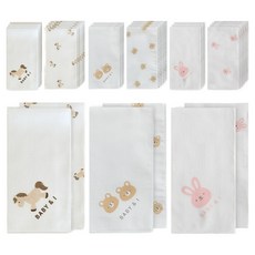 BABY&I 嬰幼兒用印花手帕 圖案18入 + 點綴12入 3款組合