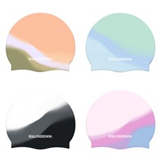 리얼리굿스윔 그라데이션 실리콘 수영모자 4종 세트, 페일핑크, 스카이, 피치, 쉐도우, 1세트