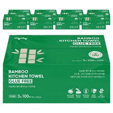 Haneulyerin 竹製無膠3層抽取式廚房紙巾, 9個, 100入