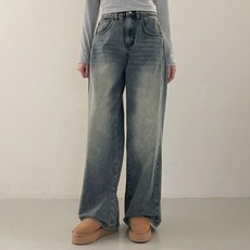 Planday 女性用 短/中/長版 內刷毛 側邊翻摺造型 復古寬管牛仔褲