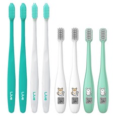 Live orals 成人用超細軟毛牙刷 白色 2入 + 薄荷 2入 + 兒童用牙刷 白色 2入 + 薄荷 2入 組合, 1套