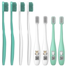 Live orals 成人用矯正V型牙刷 白色2入 + 薄荷綠2入 + 兒童用牙刷 白色2入 + 薄荷綠2入 套組, 1套