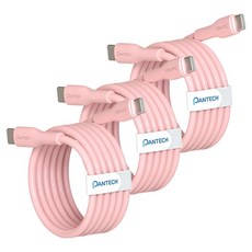 팬택 45W C타입-C타입 초고속 파스텔 케이블, 핑크, 3개, 2m 핑크, 3개, 2m