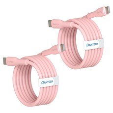팬택 45W C타입-C타입 초고속 파스텔 케이블, 핑크, 2개, 2m