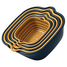 주방 싱크대 배수 바구니 4종 세트, 블루 + 옐로우, 1세트