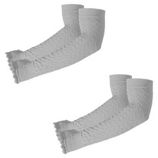 LEADER X 緹花寬鬆防曬袖套 防曬袖套 台灣製, 淺灰色, 2套