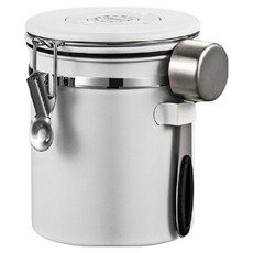 BOACUP 咖啡豆不鏽鋼密封罐 附豆勺 1.8L, 質感白, 1個