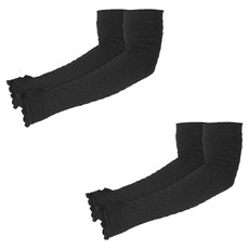 LEADER X 緹花寬鬆防曬袖套 防曬袖套 台灣製, 黑色, 2套