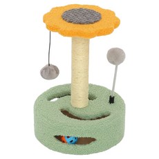 HOOPET 自嗨轉盤貓抓柱 向日葵, 綠黃色, 1個