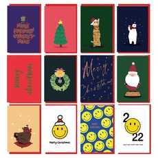 솜씨카드 크리스마스 엽서카드 12종 세트, 혼합색상, 1세트