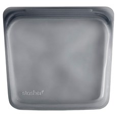 stasher 方形矽膠密封袋 成熟黑, 1個
