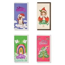 Somssi 聖誕插畫卡片4件組, 混合顏色, 1套